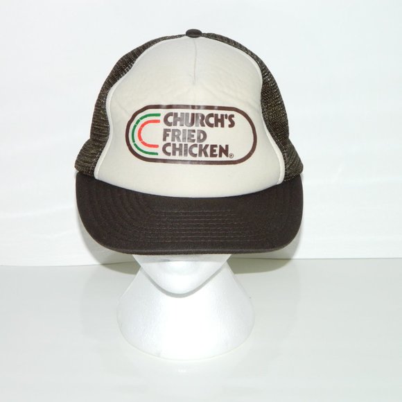 Vintage 1970's Church’s Fried Chicken Restaurant Snapback Baseball Cap Brown - Picture 2 of 13